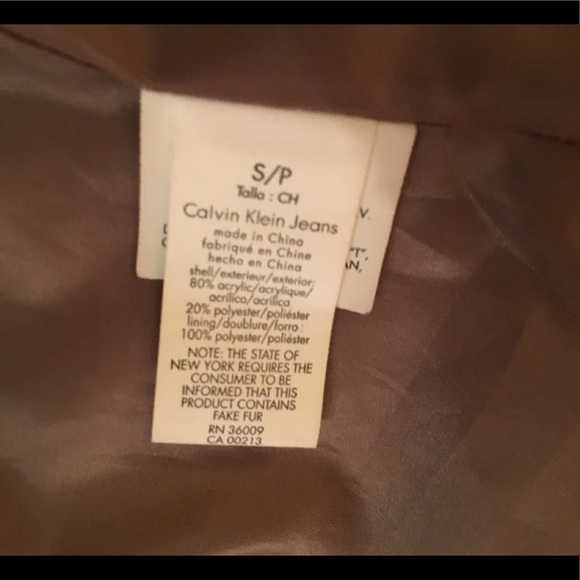 Ck one Calvin Klein Jeans faux fur coyote vest sm - Picture 6 of 6